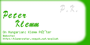 peter klemm business card